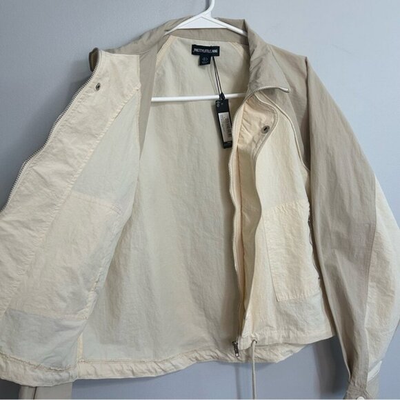 NWT PrettyLittleThing Stone Texture Shell Tracksuit Jacket Beige Cream Size 4 - Picture 7 of 8